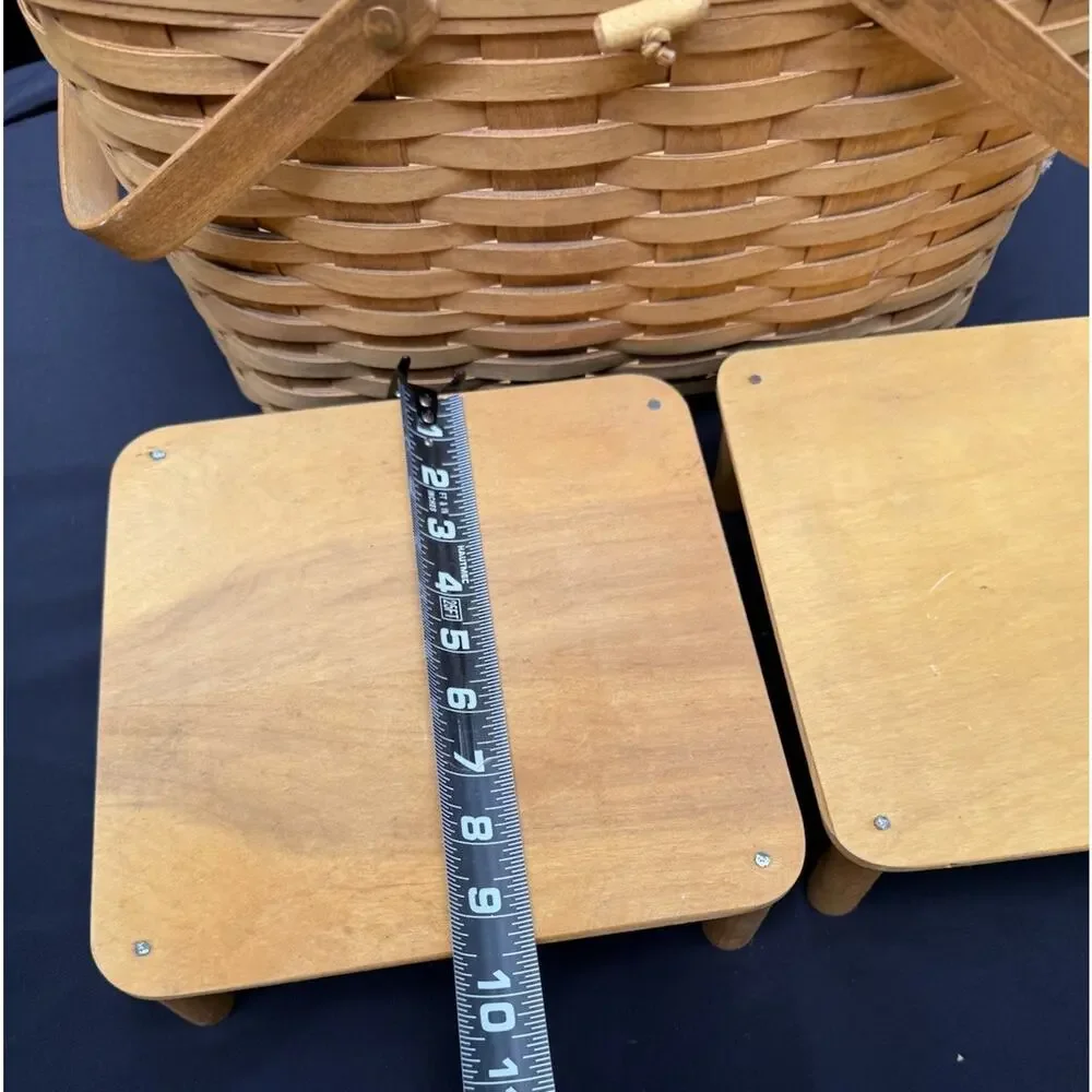 Longaberger 1997 Large Picnic Basket 10324 W/ 2 Risers Swing Handles